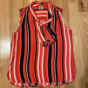 Striped blouse with tie in front